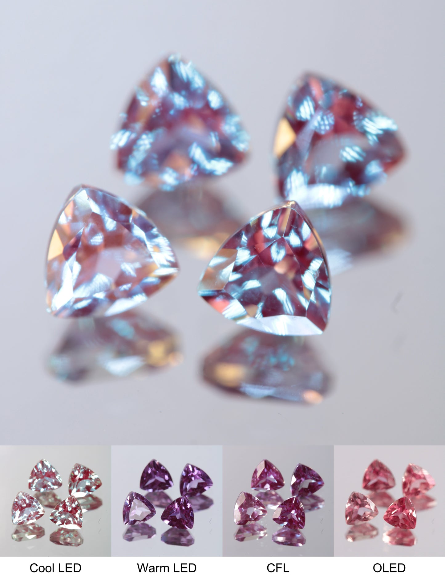 Laser Alexandrite Faceted Stones, Lab Created Red Glow Alexandrite