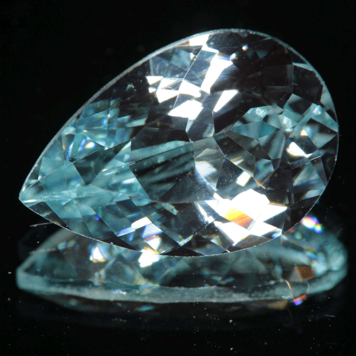 Lab Blue Spinel Pale Teardrop Cut Gemstone