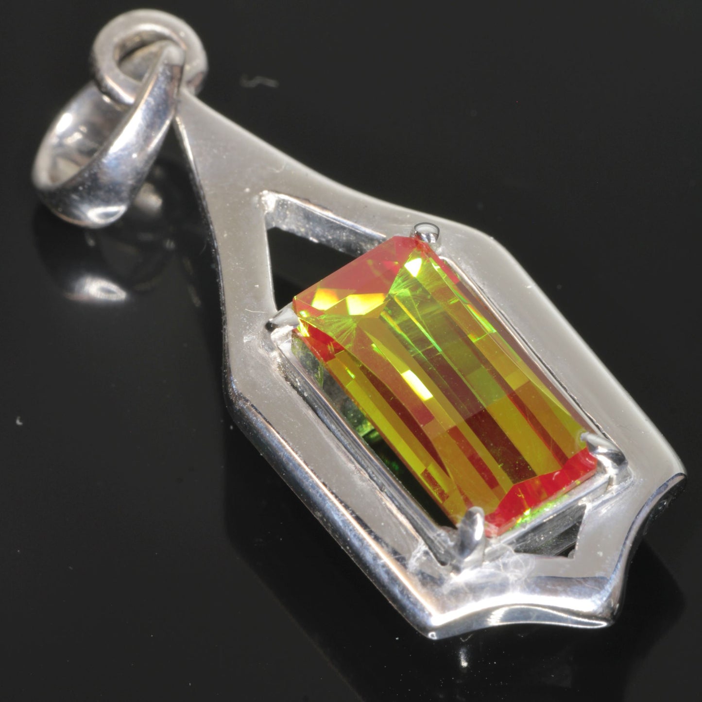 Faceted Christmas Garnet Framed Pixel Pendant Pendant
