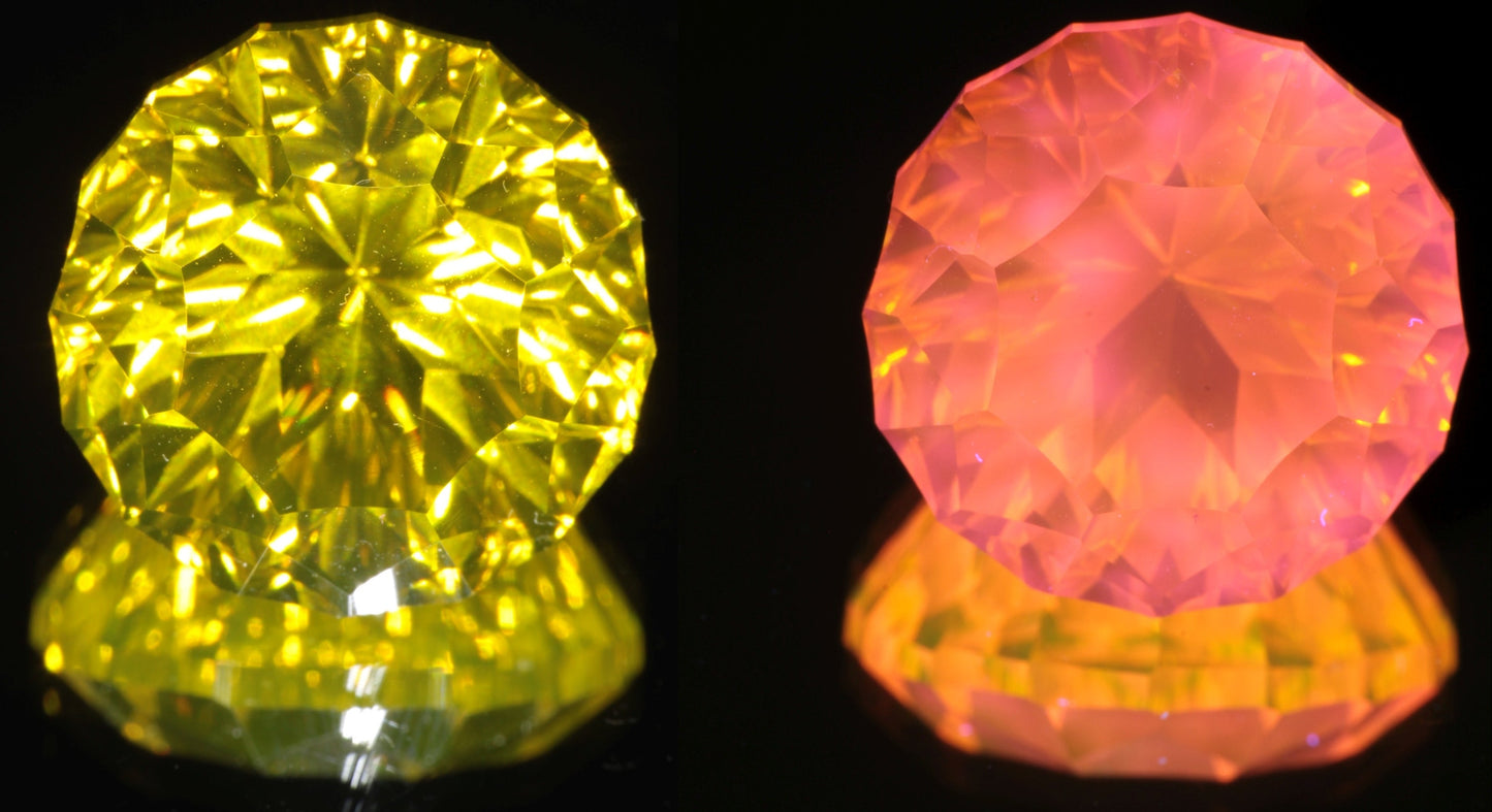 Giant Fantasy Cut Laser Garnets, Ce/Nd and Nd/Ce YAG