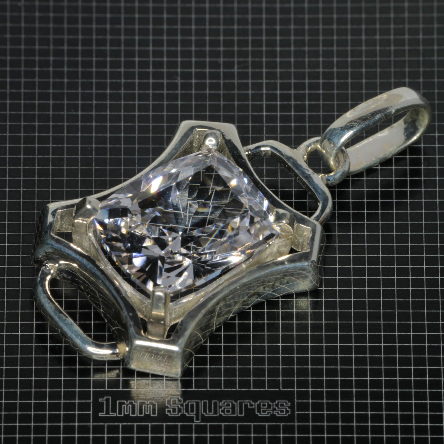 Sterling Silver Pendant With Faceted Cushion F-35 Window Sapphire