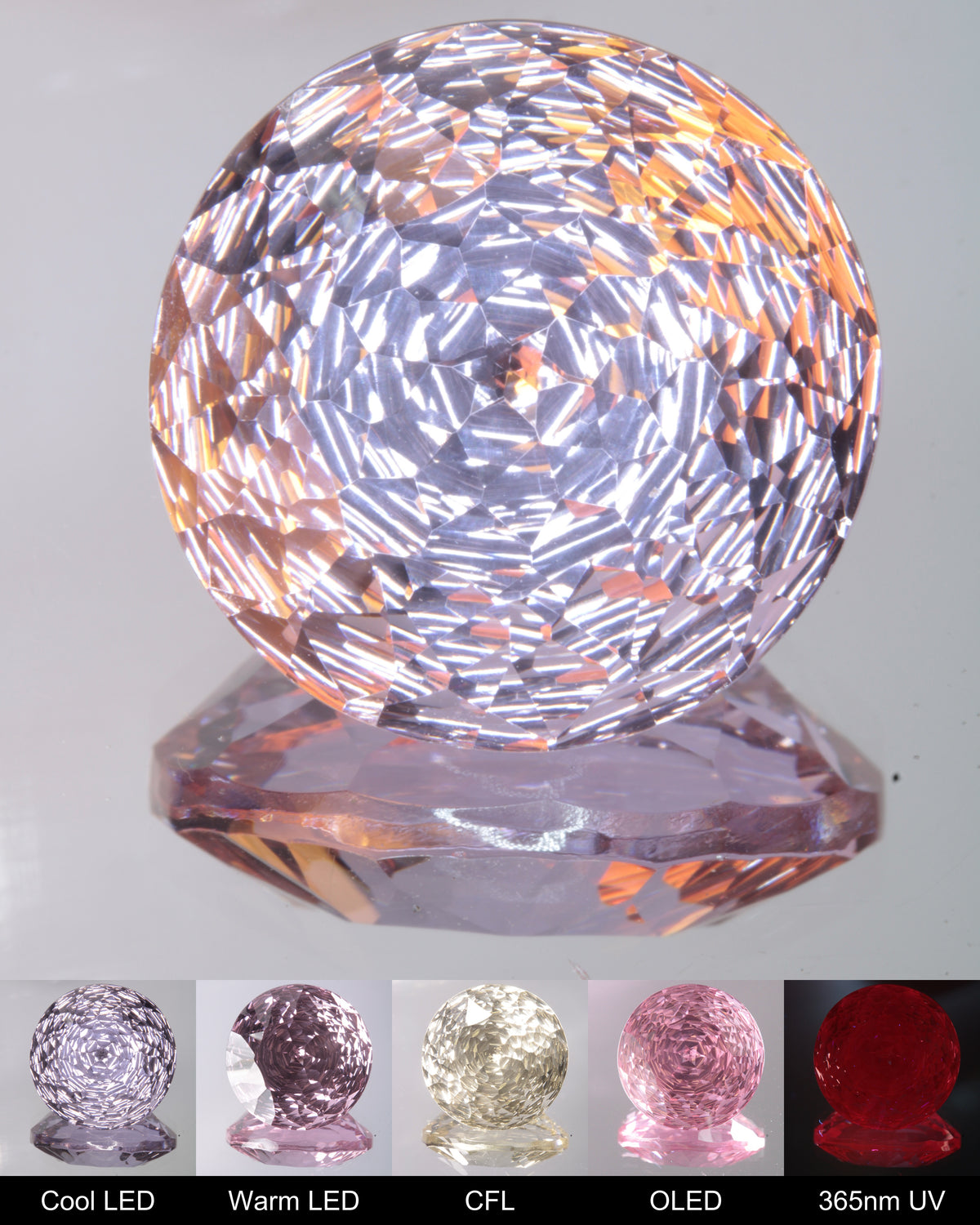 Fantasy-Cut Pink Round Nd:Ce:YAG Laser Gemstone