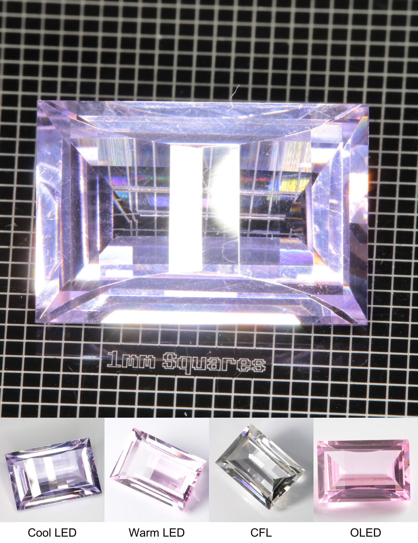 Faceted Nd:YAG Fantasy Barred Rectangle Gemstone