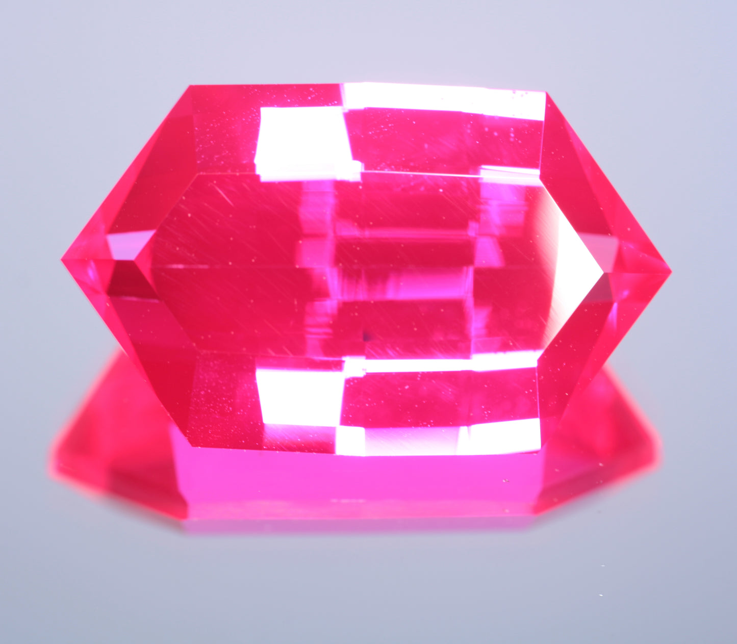 Fancy Pixel Cut RetroHex in Lab Ruby 25.3ct