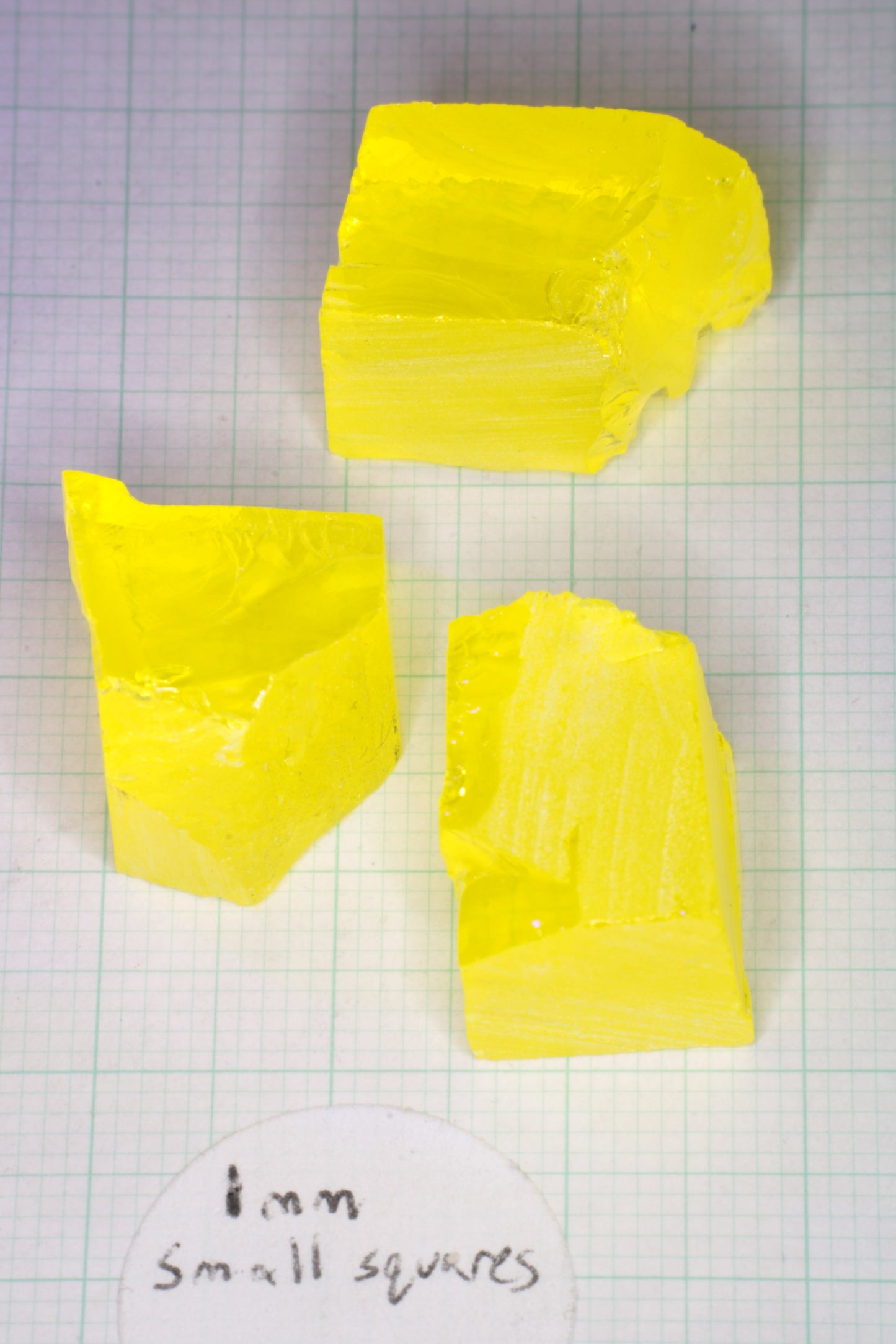 GAGG Lumogarnet Facet Rough Neon Yellow (Day Glow Fluorescence, Slight Phosphorescence)