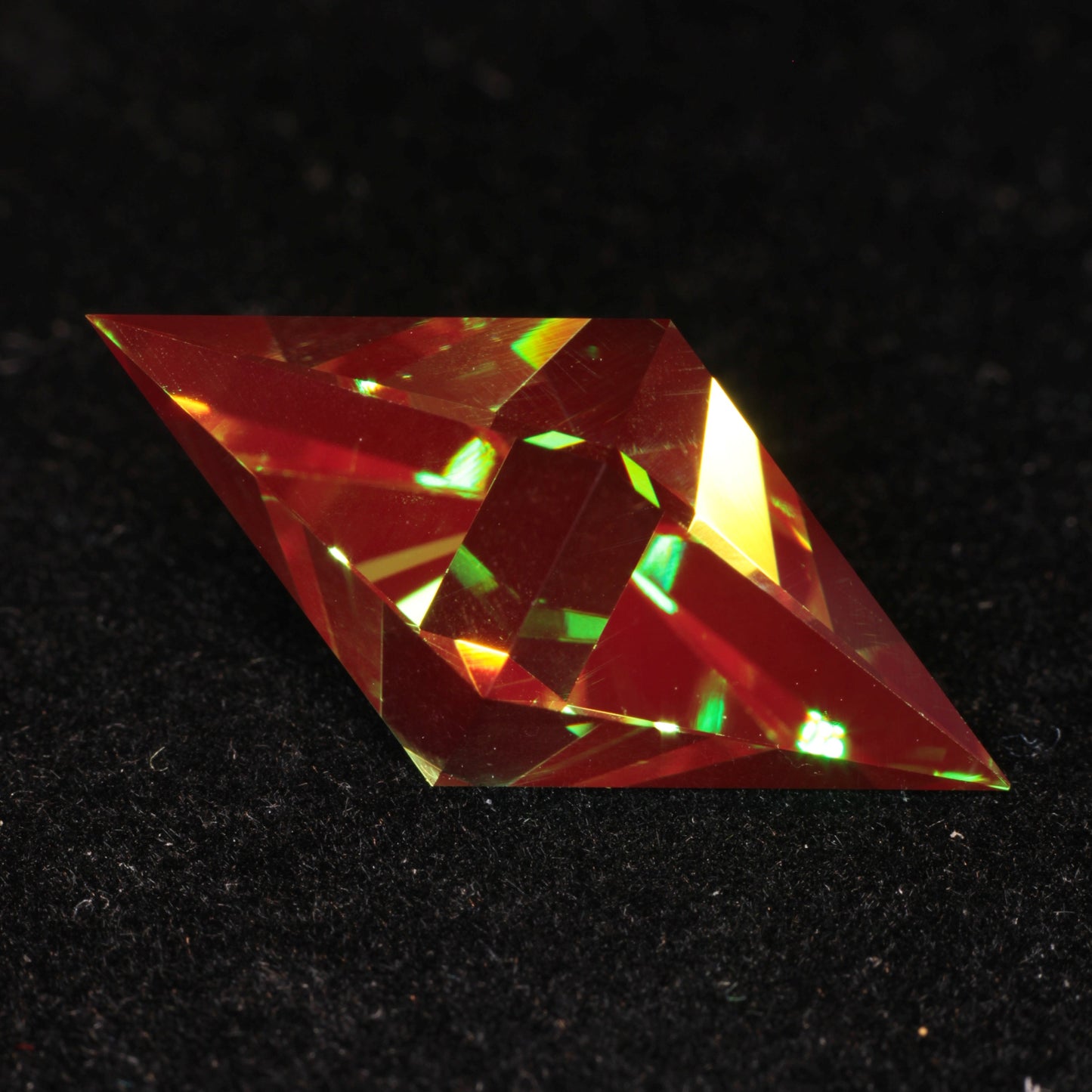 Custom Cut 'Plumbob' Christmas Garnet 18.1ct