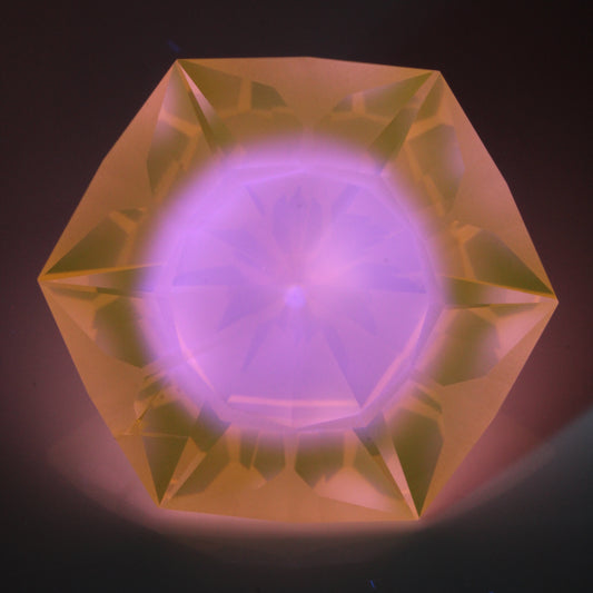 Pink and Gold Ce/Nd YAG Flower Cut Gem (88.2 ct)