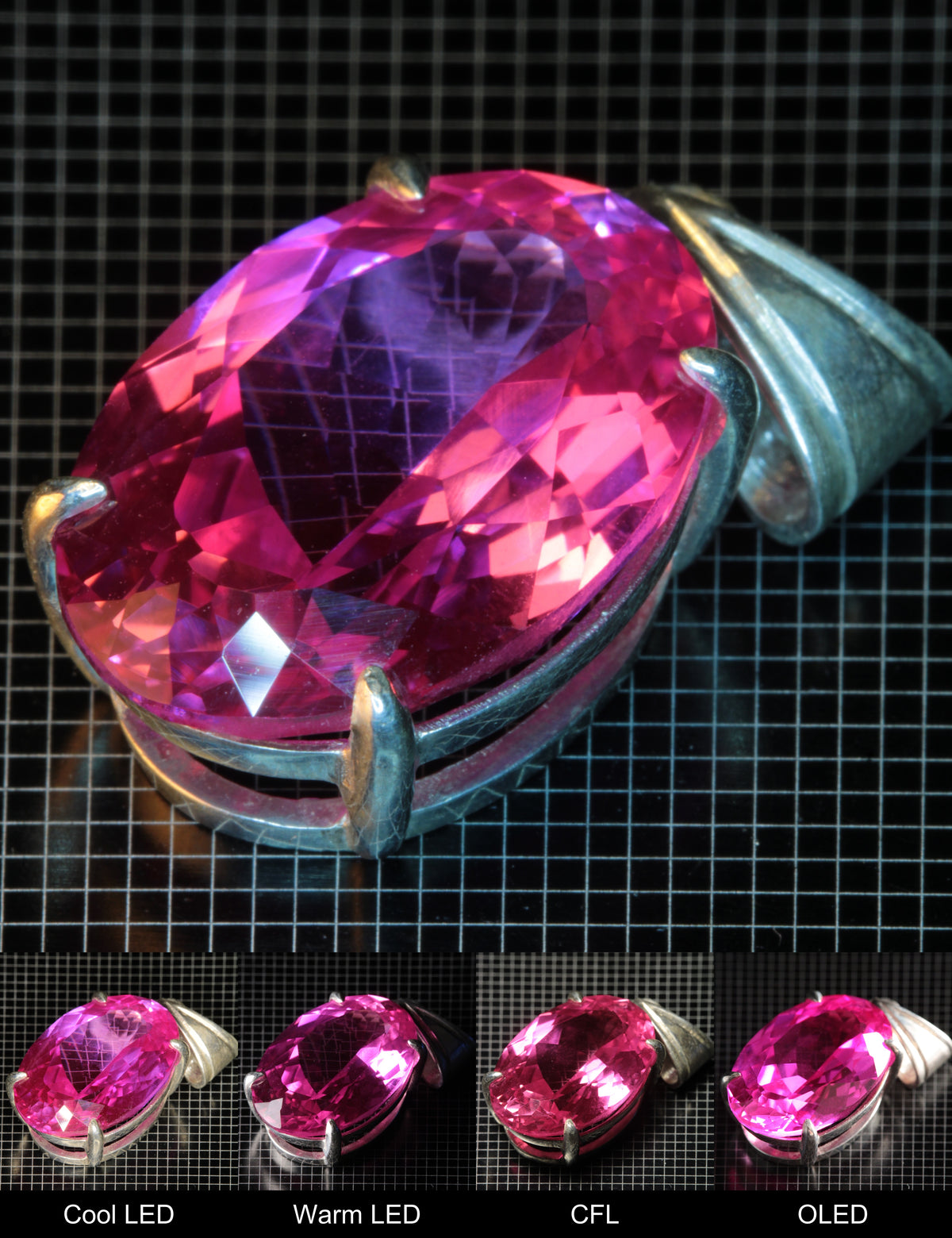 Soviet Ruby Pink Ruby Oval Pendant in Sterling Silver