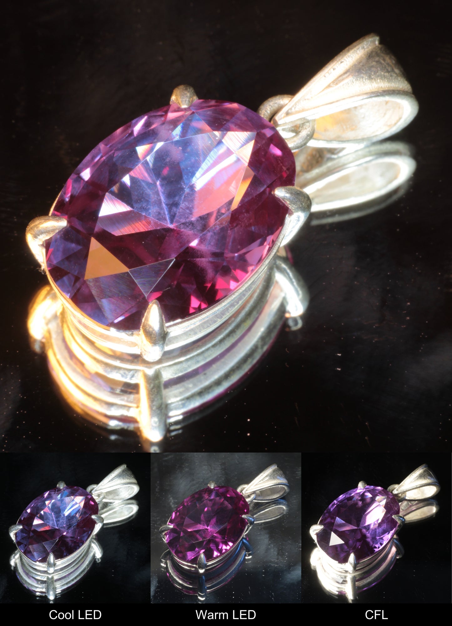 Faceted Oval Cut Purple Sapphire Pendant