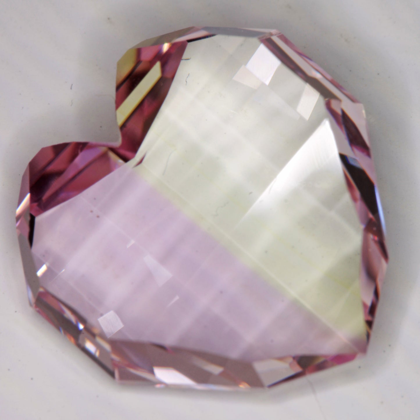 Bicolor Yellow and Pink Pixel Heart in Lab Sapphire 11.9 ct