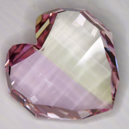 Bicolor Yellow and Pink Pixel Heart in Lab Sapphire 11.9 ct