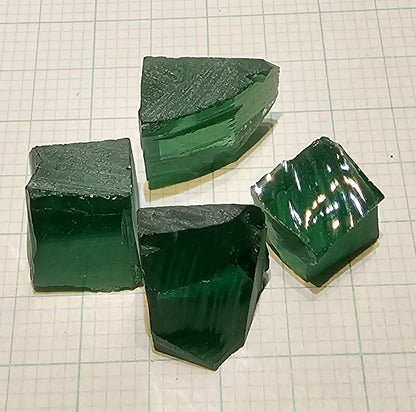 Pure Deep Green Laser Garnet Facet Rough, CTH Laser YAG