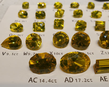 Golden Laser Garnet Faceted Stones, Nd+Ce YAG