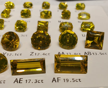 Golden Laser Garnet Faceted Stones, Nd+Ce YAG