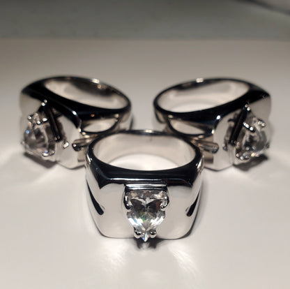 EOTS Cut F-35 Window Sapphire Rings in Sterling Silver (F35 Gem)