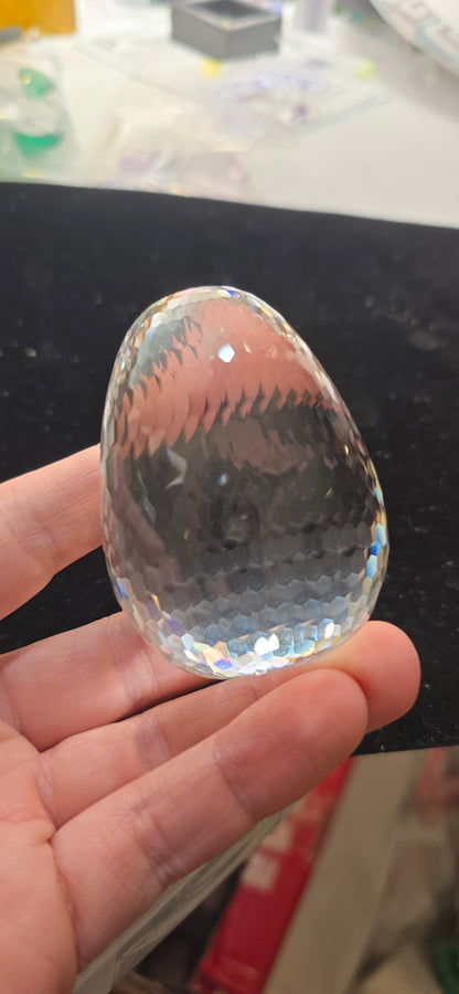 Lab Sapphire Egg, Giant Faceted Gem Egg
