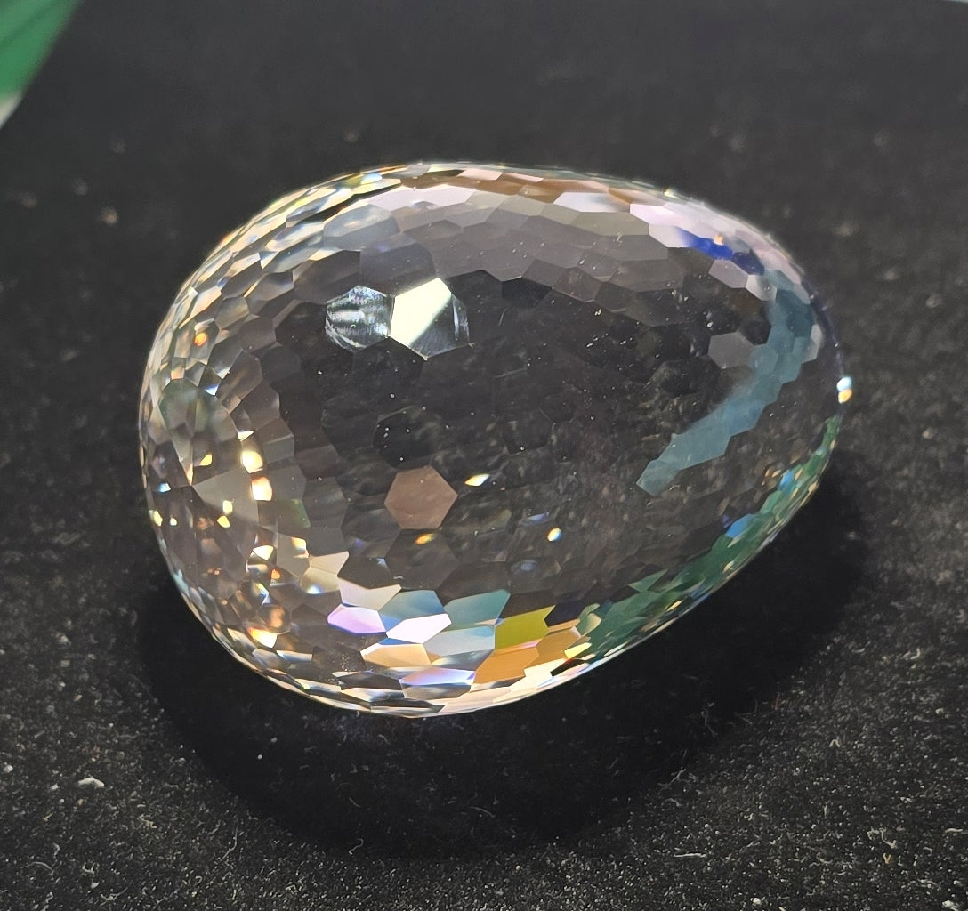 Lab Sapphire Egg, Giant Faceted Gem Egg