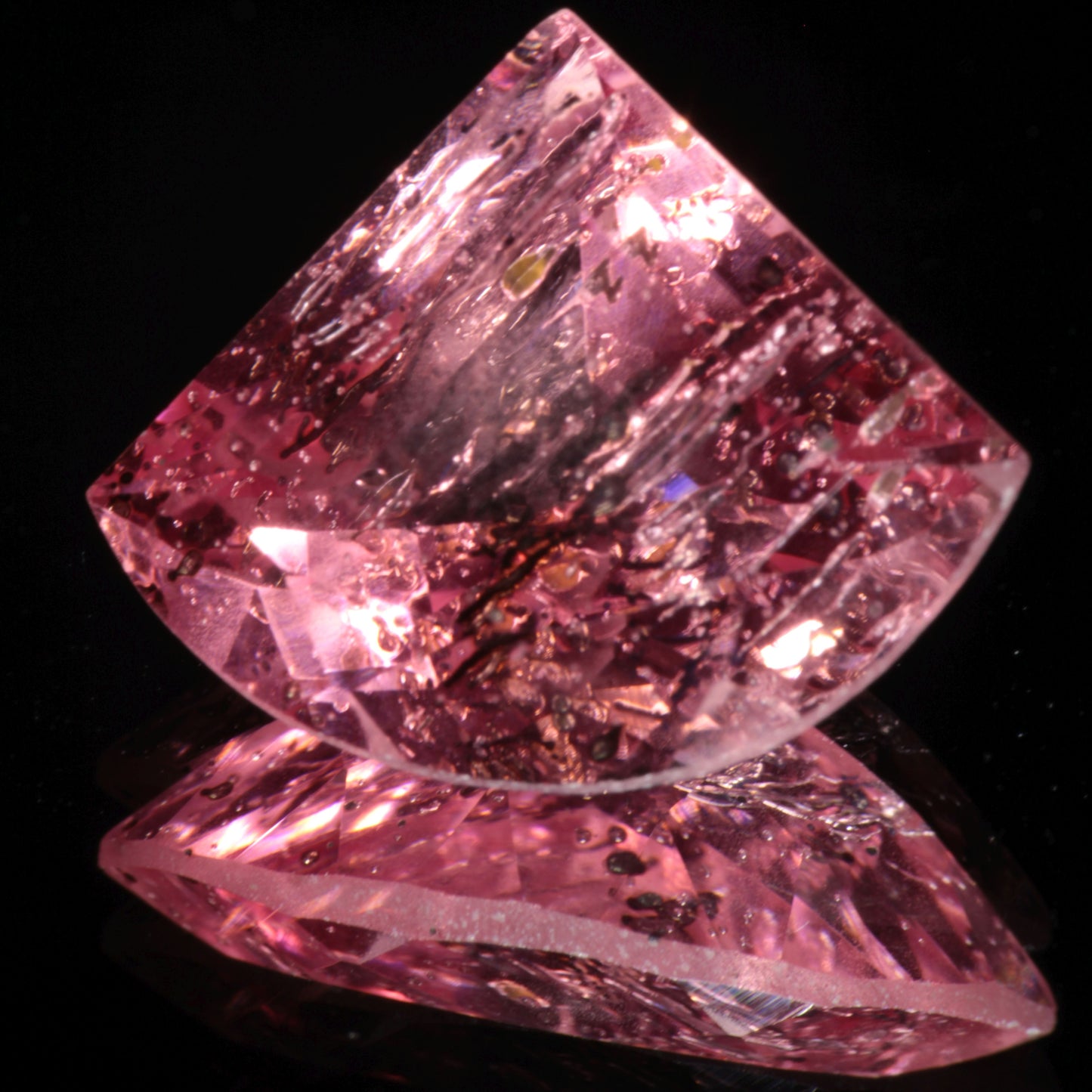 Bubbly Laser Ti:Sapphire Gems, Titanium Strawberry Sapphire Cut Stones