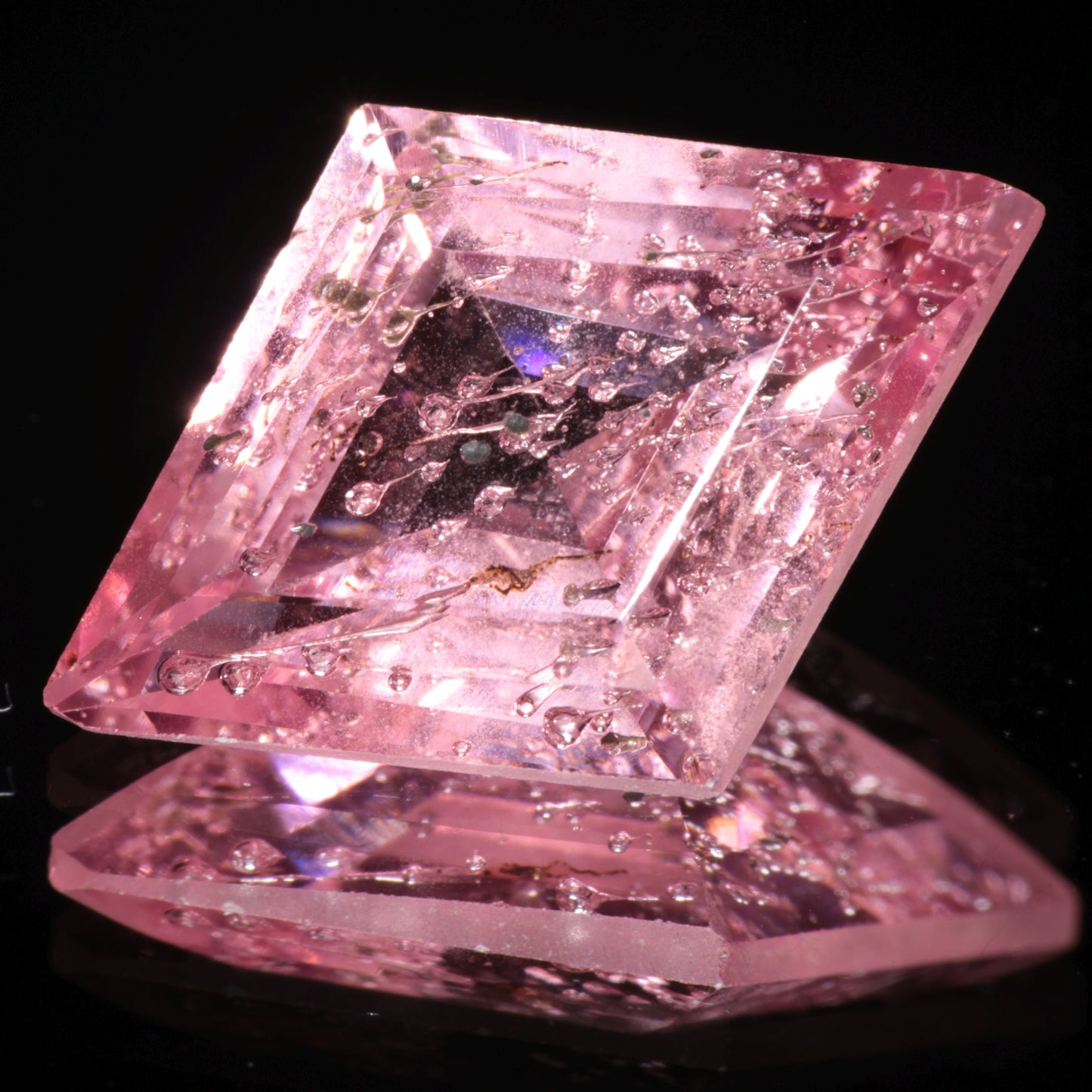 Bubbly Laser Ti:Sapphire Gems, Titanium Strawberry Sapphire Cut Stones