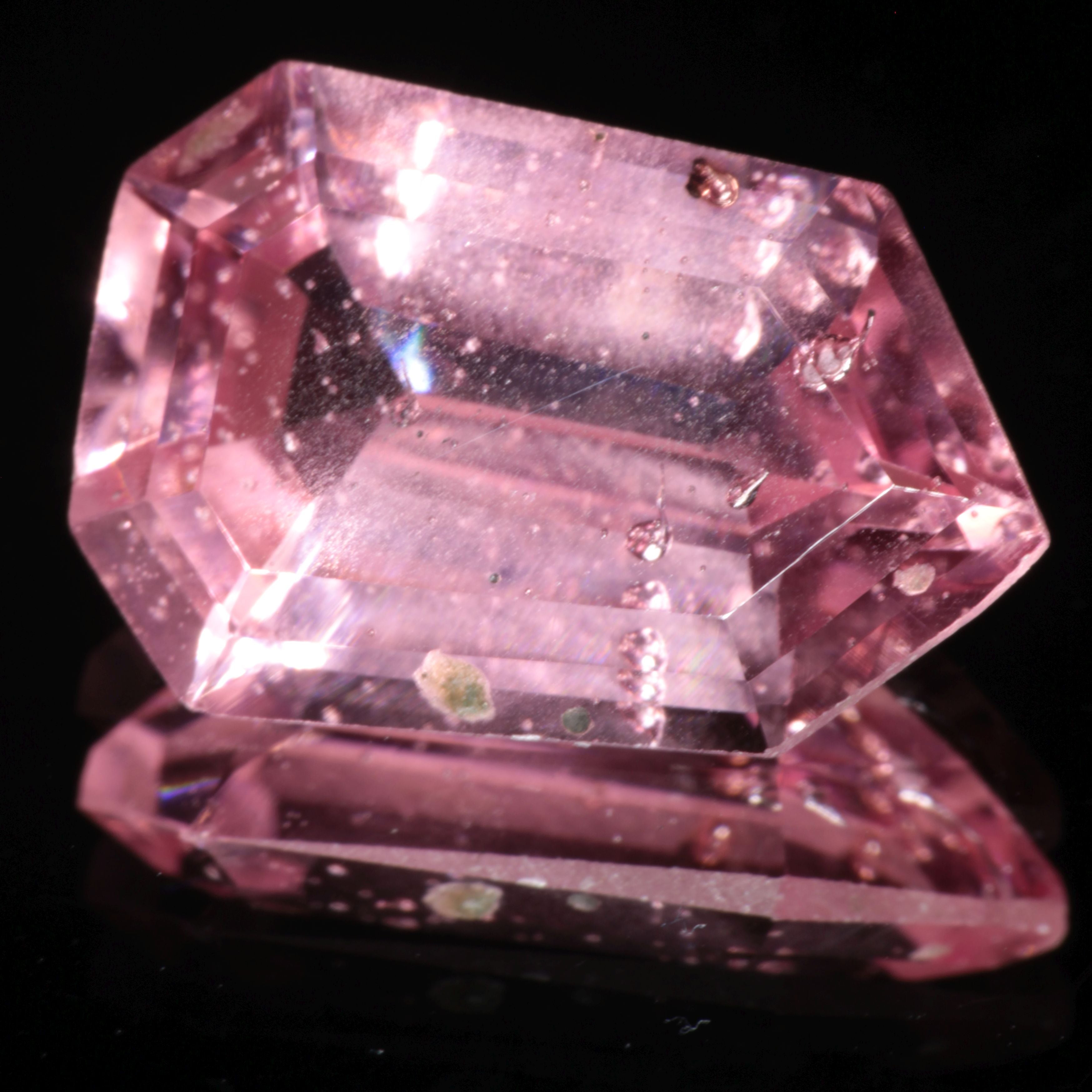 Bubbly Laser Ti:Sapphire Gems, Titanium Strawberry Sapphire Cut Stones