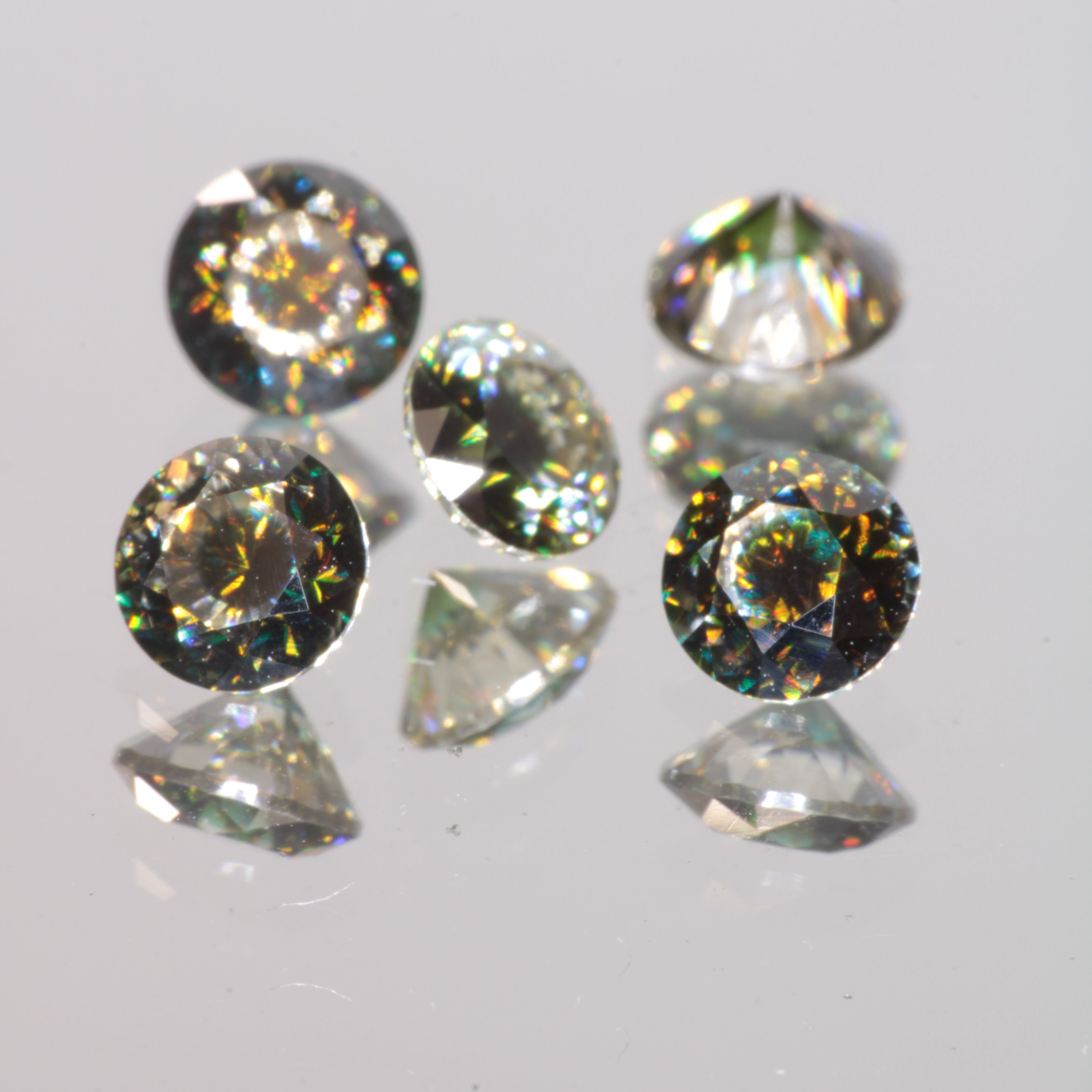 Moissanite Eyes, Loose Round Cut Bicolor Moissanites