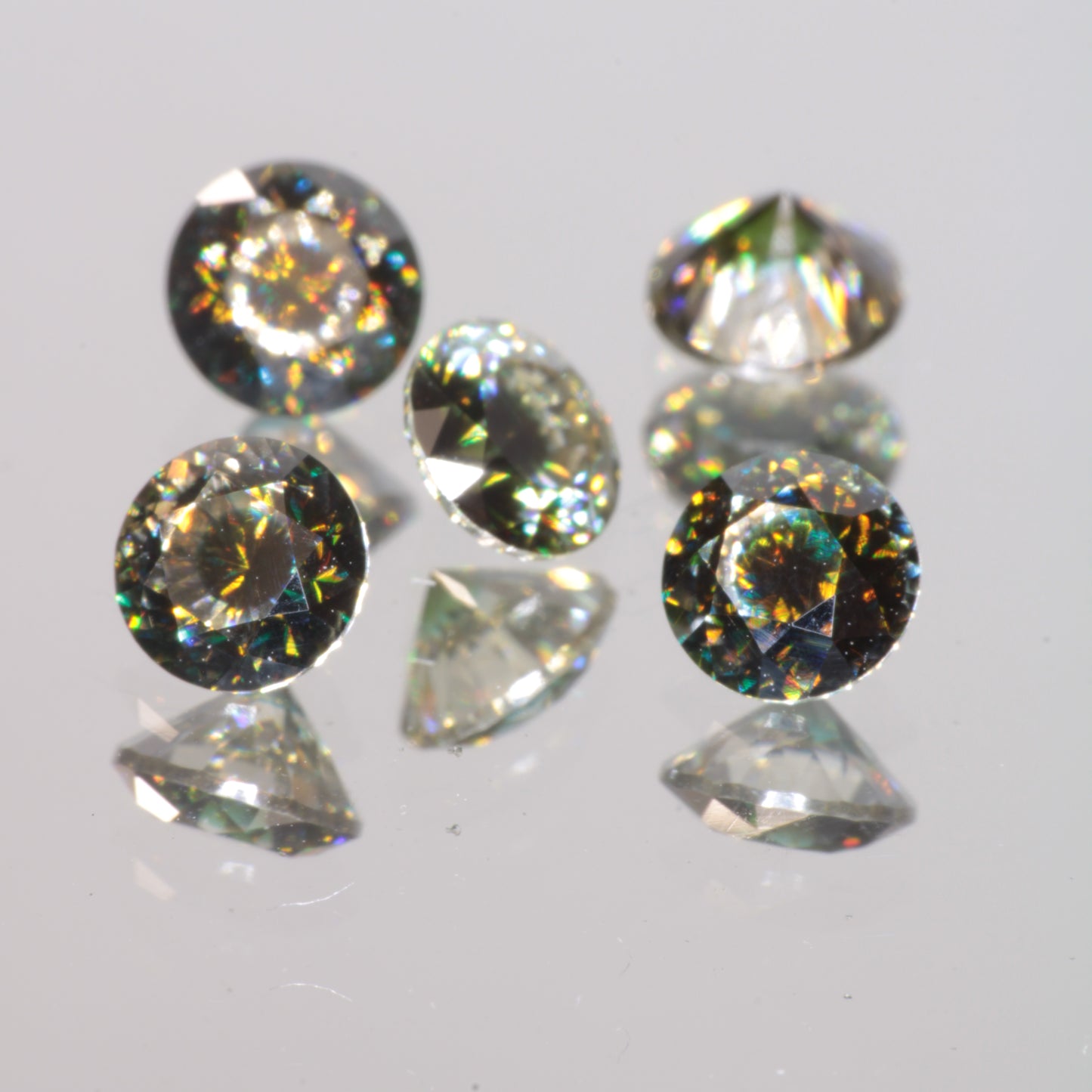 Moissanite Eyes, Loose Round Cut Bicolor Moissanites