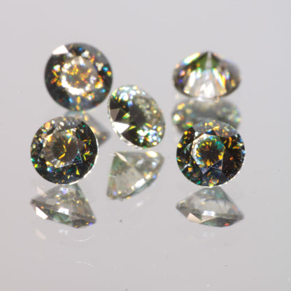 Moissanite Eyes, Loose Round Cut Bicolor Moissanites