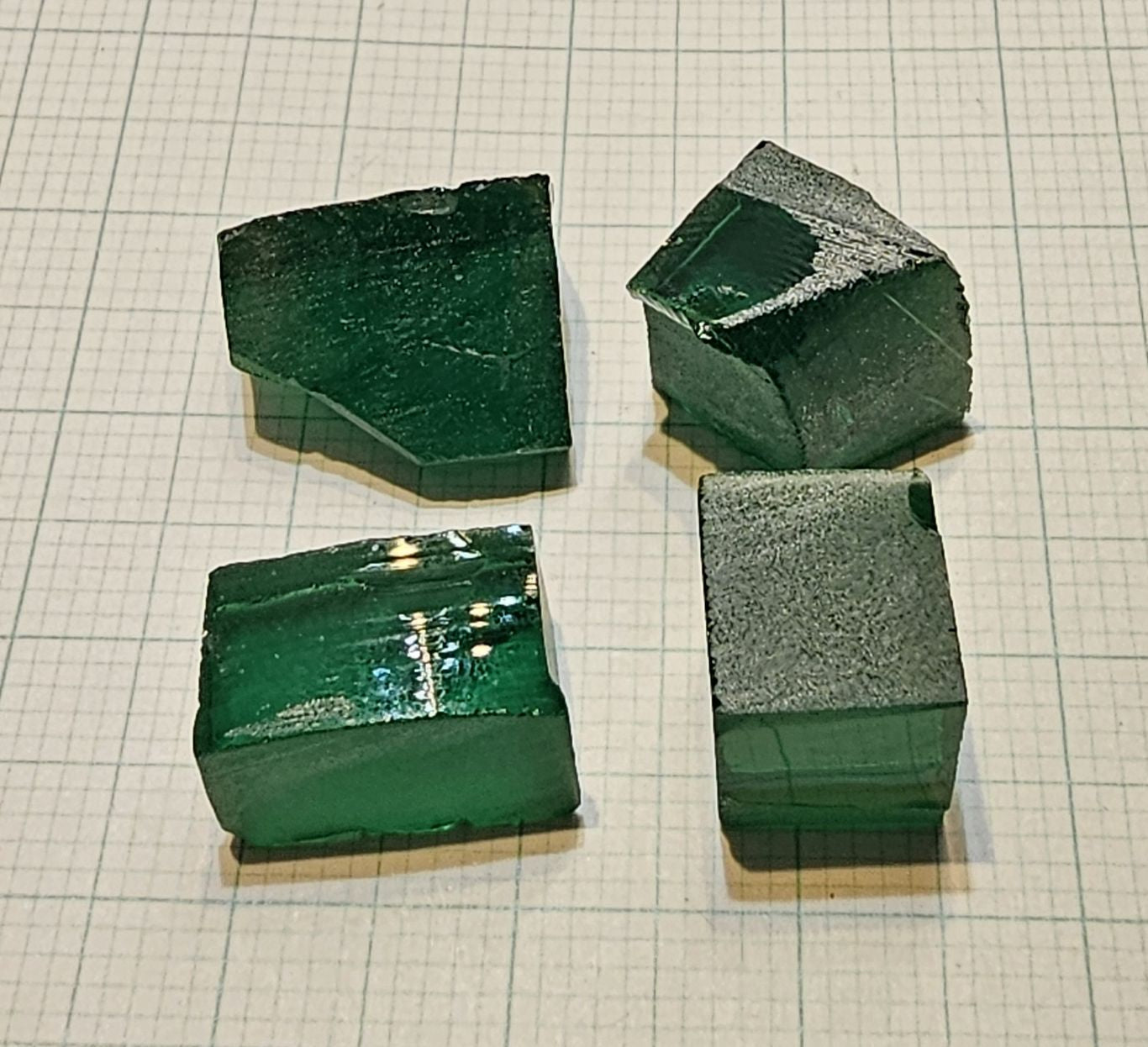 Pure Deep Green Laser Garnet Facet Rough, CTH Laser YAG