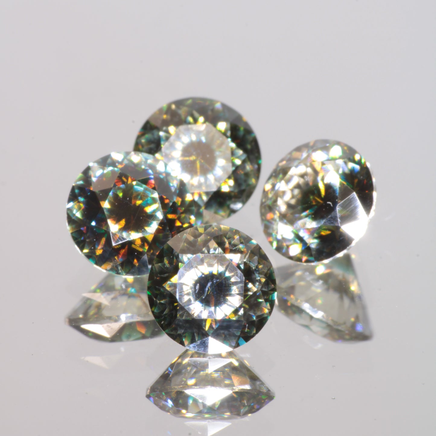 Moissanite Eyes, Loose Round Cut Bicolor Moissanites