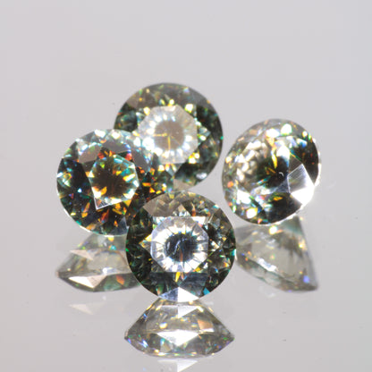 Moissanite Eyes, Loose Round Cut Bicolor Moissanites