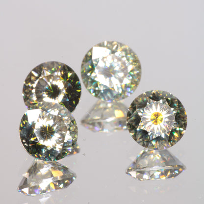Moissanite Eyes, Loose Round Cut Bicolor Moissanites
