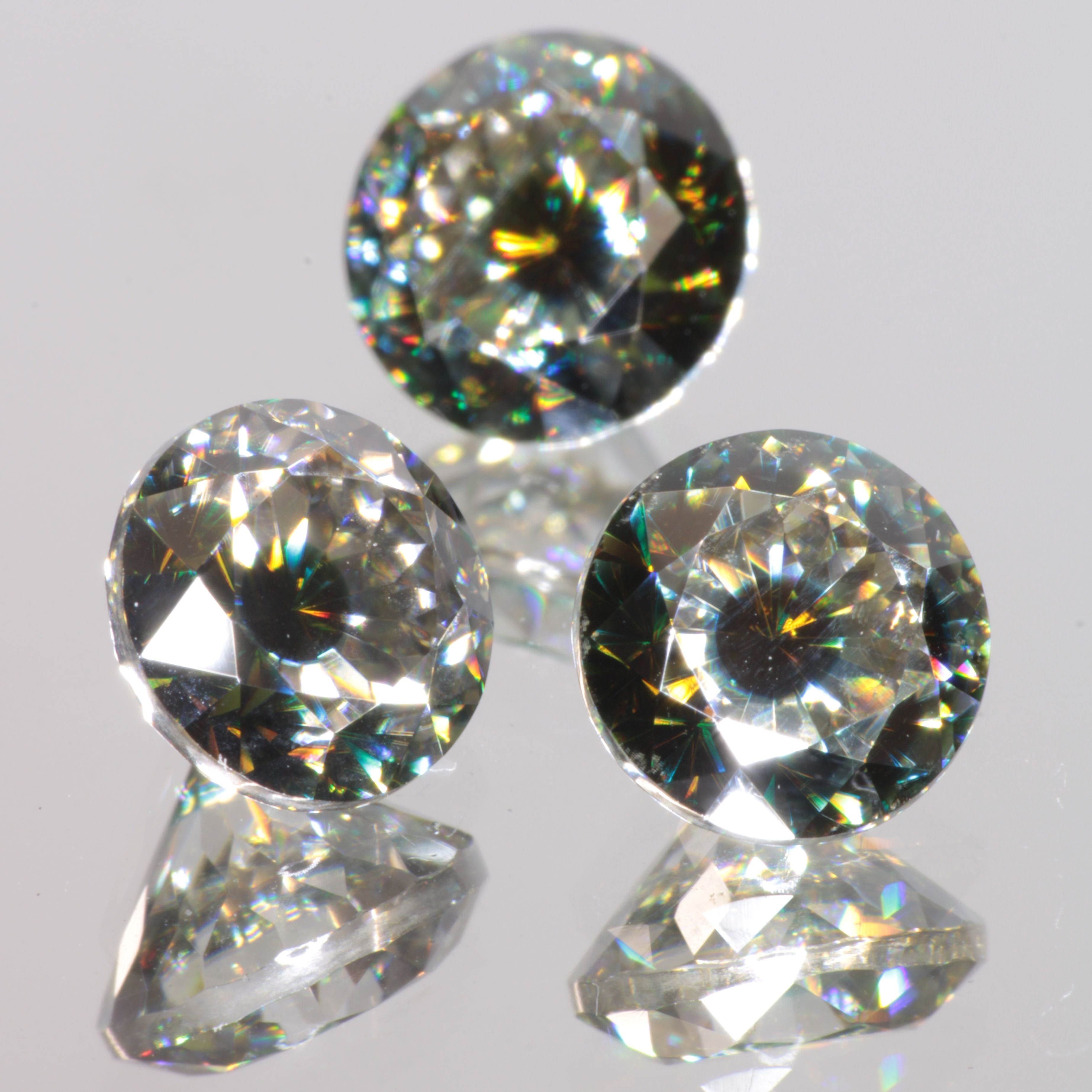 Moissanite Eyes, Loose Round Cut Bicolor Moissanites