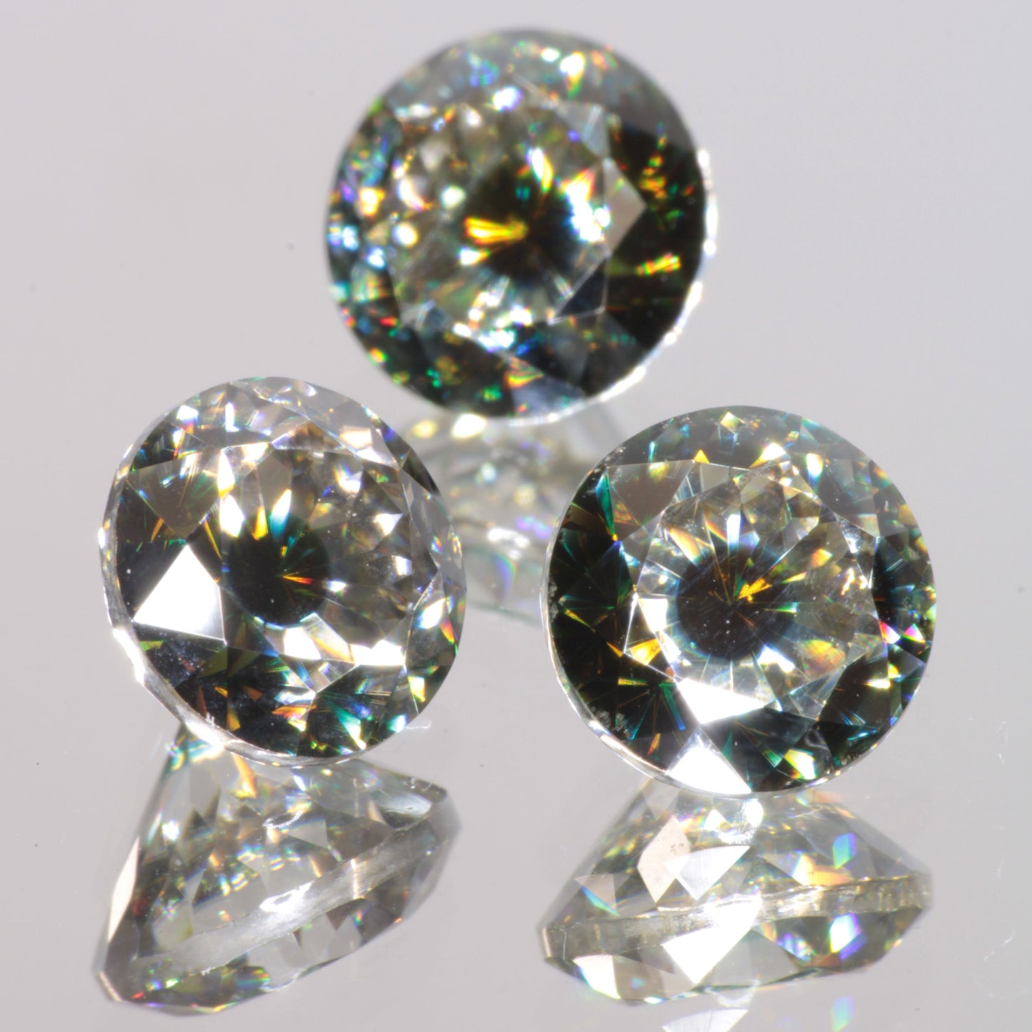 Moissanite Eyes, Loose Round Cut Bicolor Moissanites