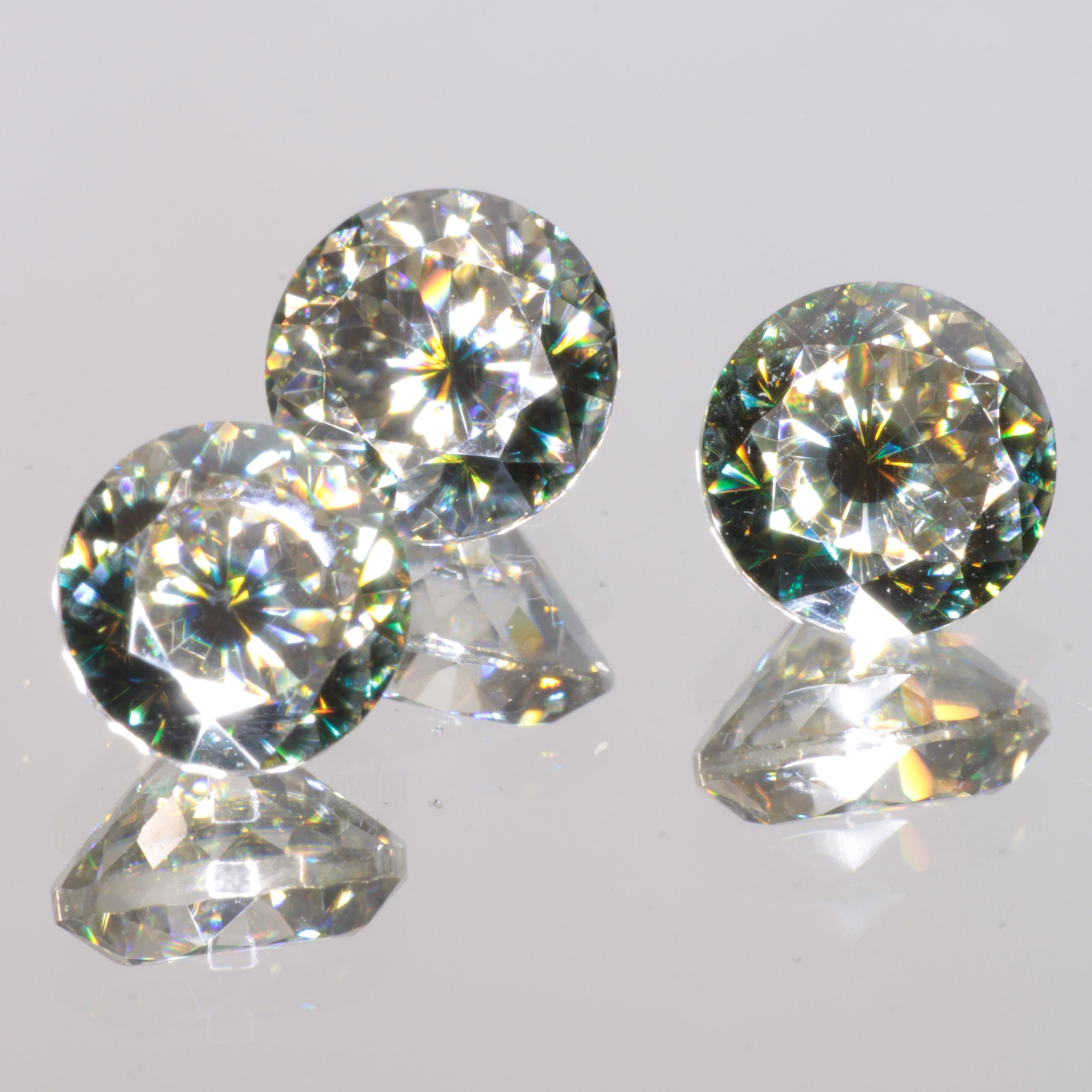 Moissanite Eyes, Loose Round Cut Bicolor Moissanites