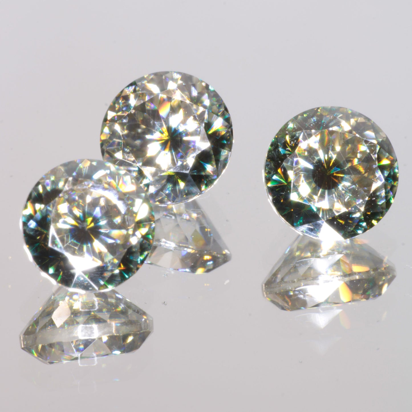 Moissanite Eyes, Loose Round Cut Bicolor Moissanites