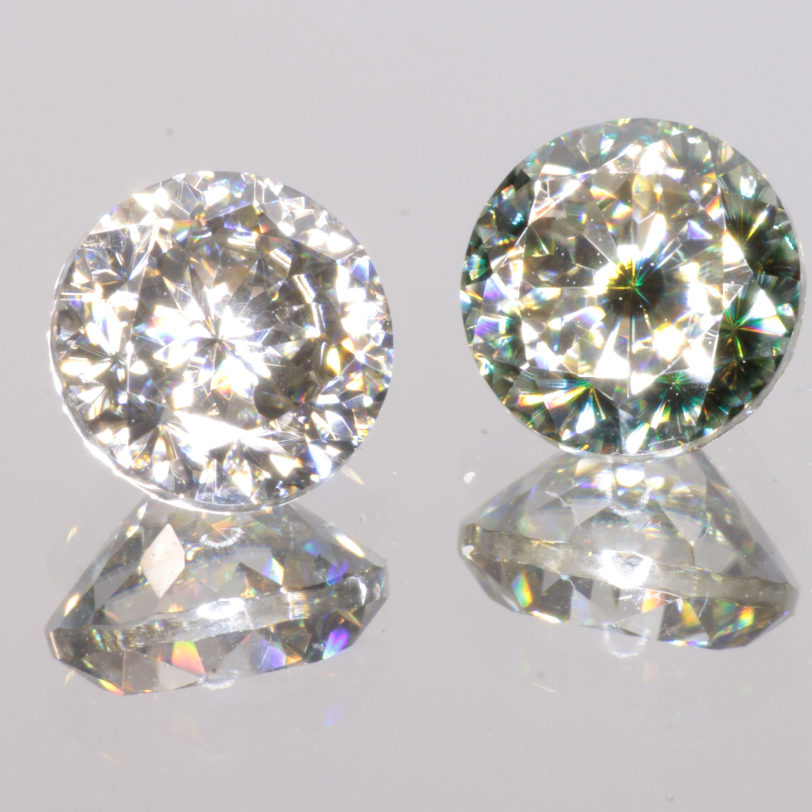 Moissanite Eyes, Loose Round Cut Bicolor Moissanites