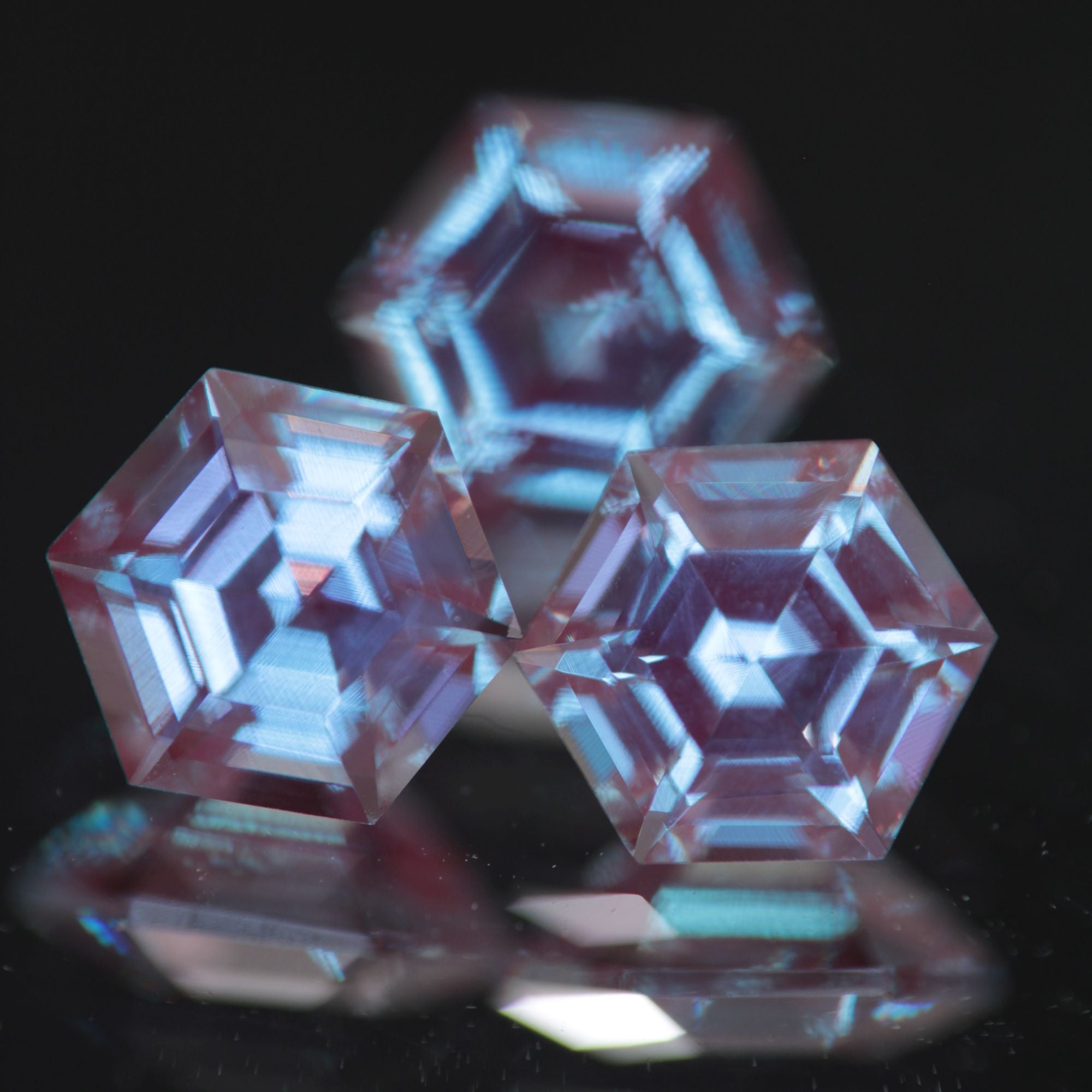 Hexagonal Alexandrite Stone with the Blue Axis Visible