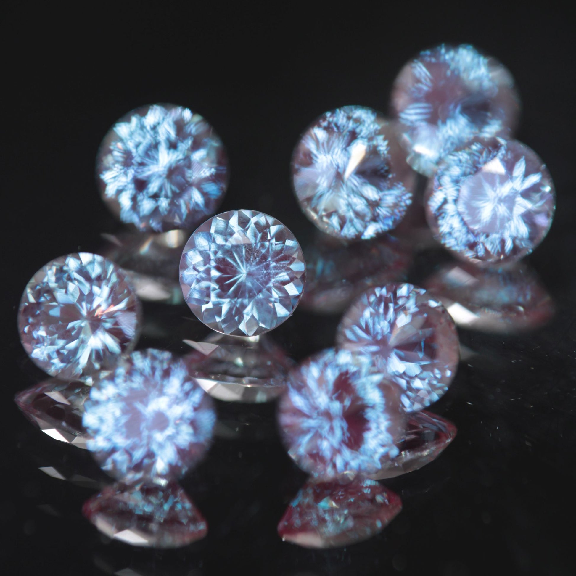 Faceted Round Alexandrite with Blue Axis Visible