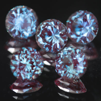 Faceted Round Alexandrite with Blue Axis Visible