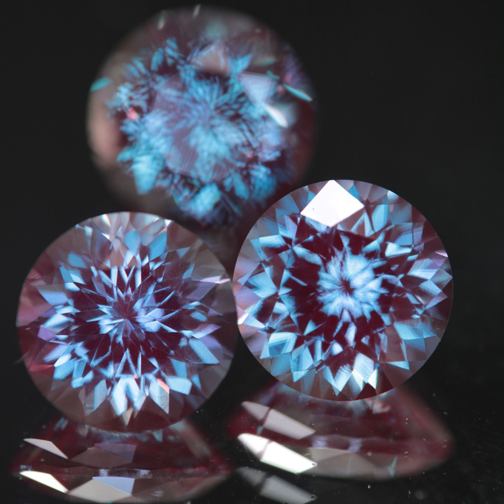 Faceted Round Alexandrite with Blue Axis Visible