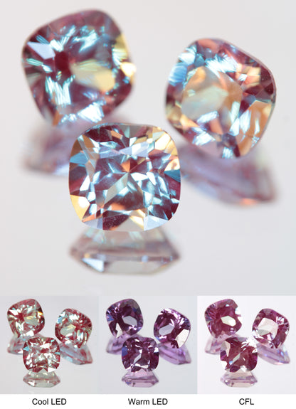 Faceted Lab Alexandrite Cushion Gemstone