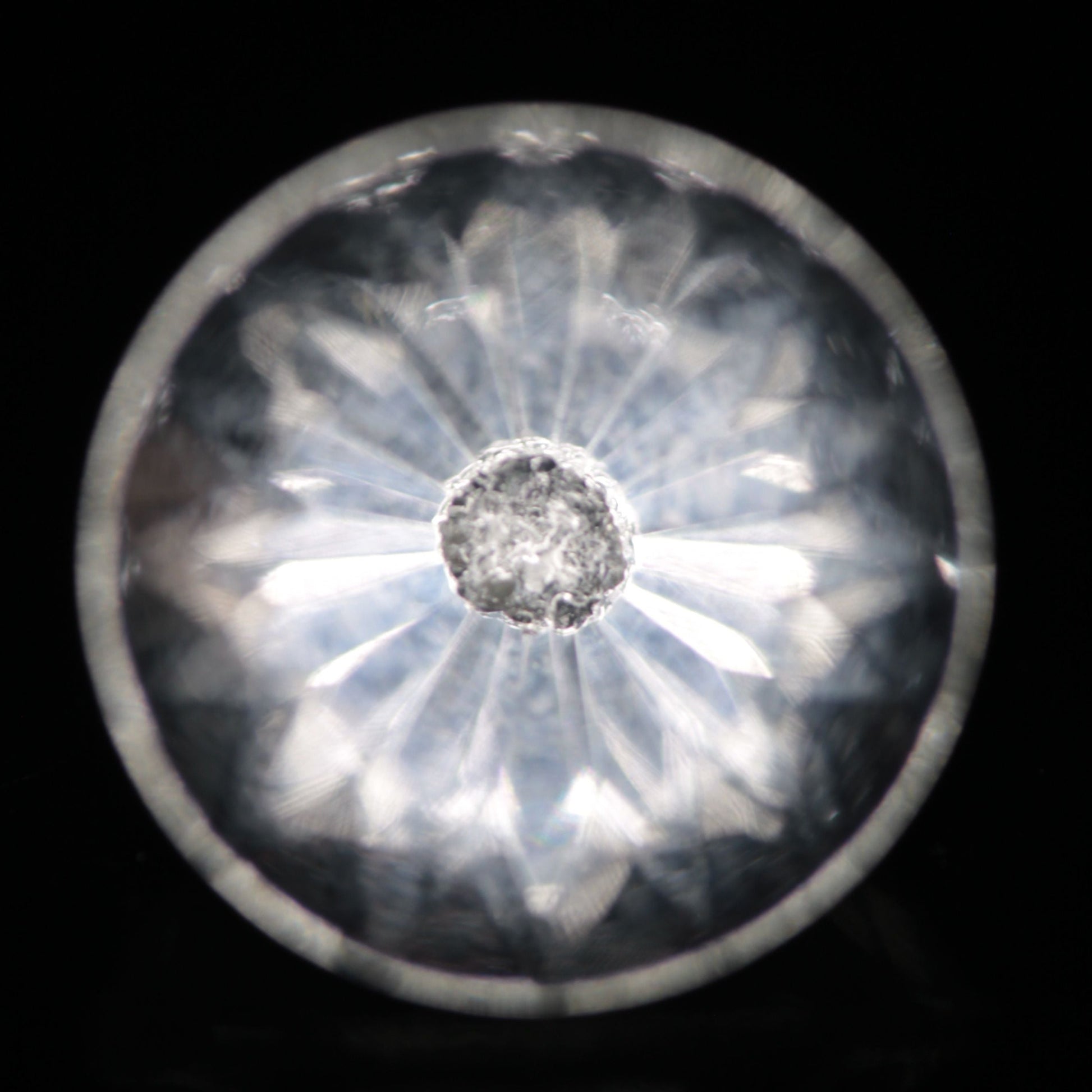 Faceted "Blind Eye" Fluorite Gemstone, Eyeball effect round cut stone.