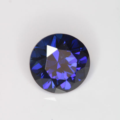 Faceted Flame Fusion Blue Sapphire Round Gemstone