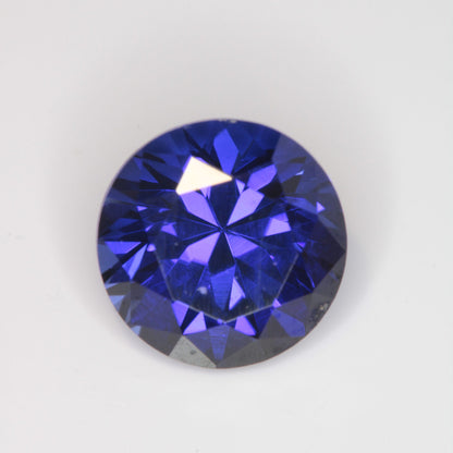 Faceted Flame Fusion Blue Sapphire Round Gemstone
