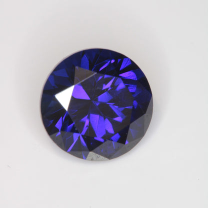 Faceted Flame Fusion Blue Sapphire Round Gemstone