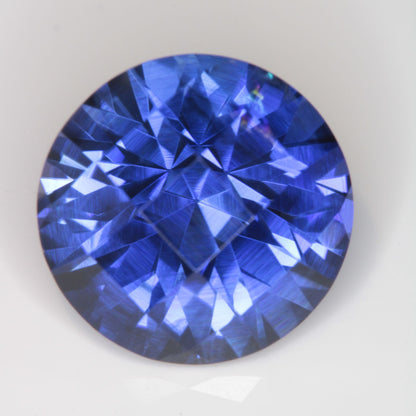 Faceted Flame Fusion Blue Sapphire Round Gemstone