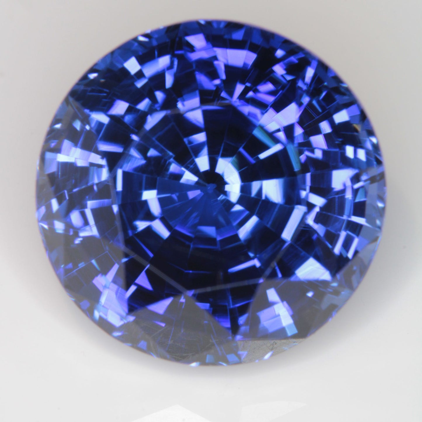 Faceted Flame Fusion Blue Sapphire Round Gemstone