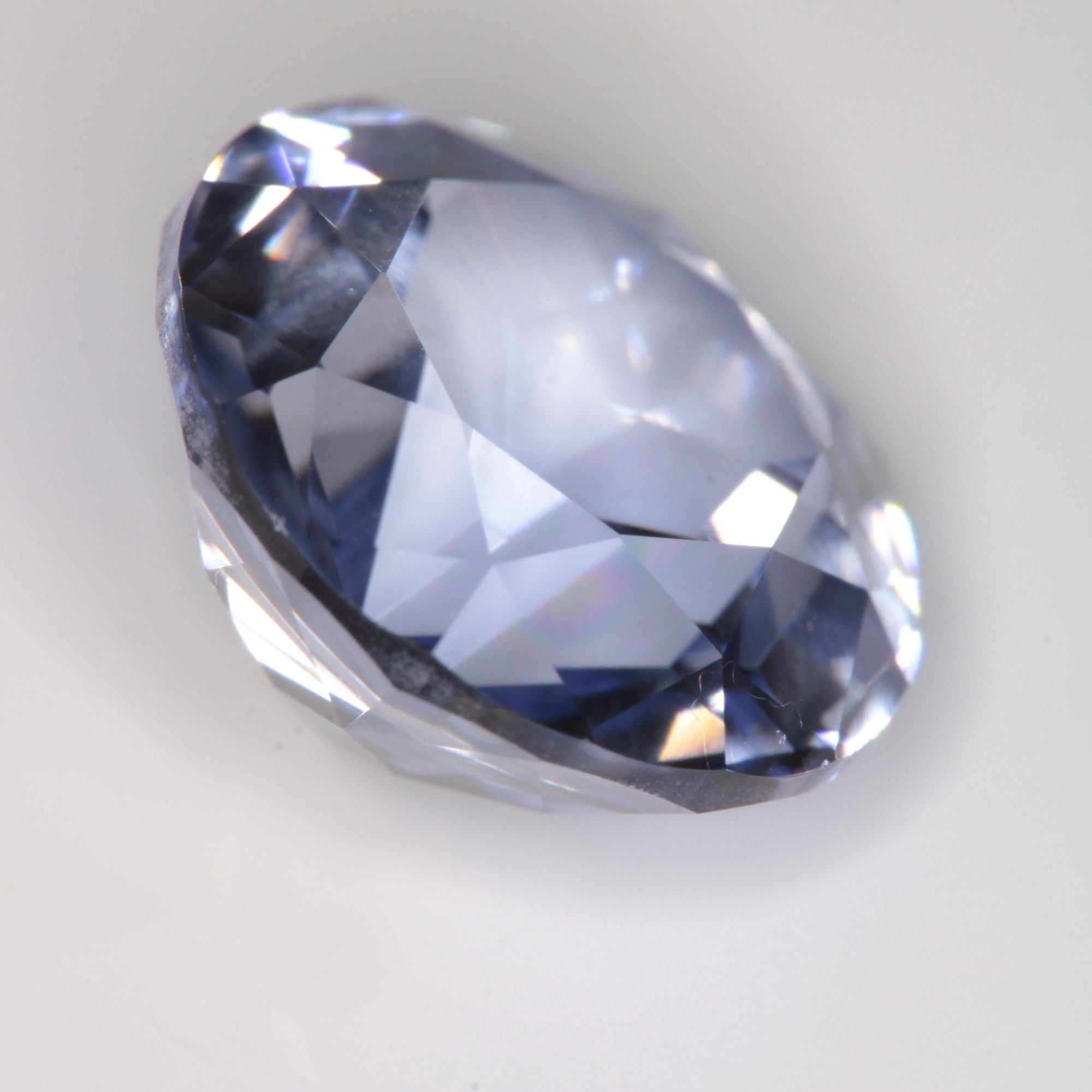 Faceted Flame Fusion Blue Sapphire Round Gemstone