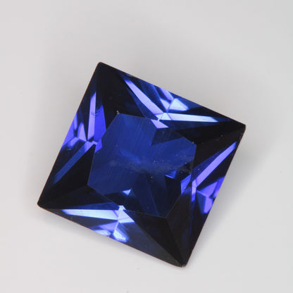 Faceted Flame Fusion Blue Sapphire Square Gemstone