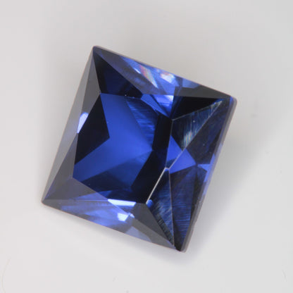 Faceted Flame Fusion Blue Sapphire Square Gemstone